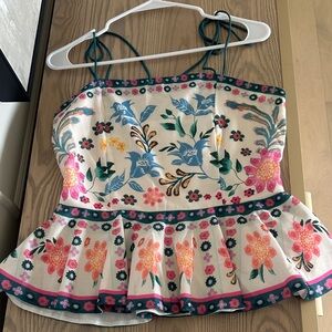 Zimmermann Multicolor Floral Peplum Blouse